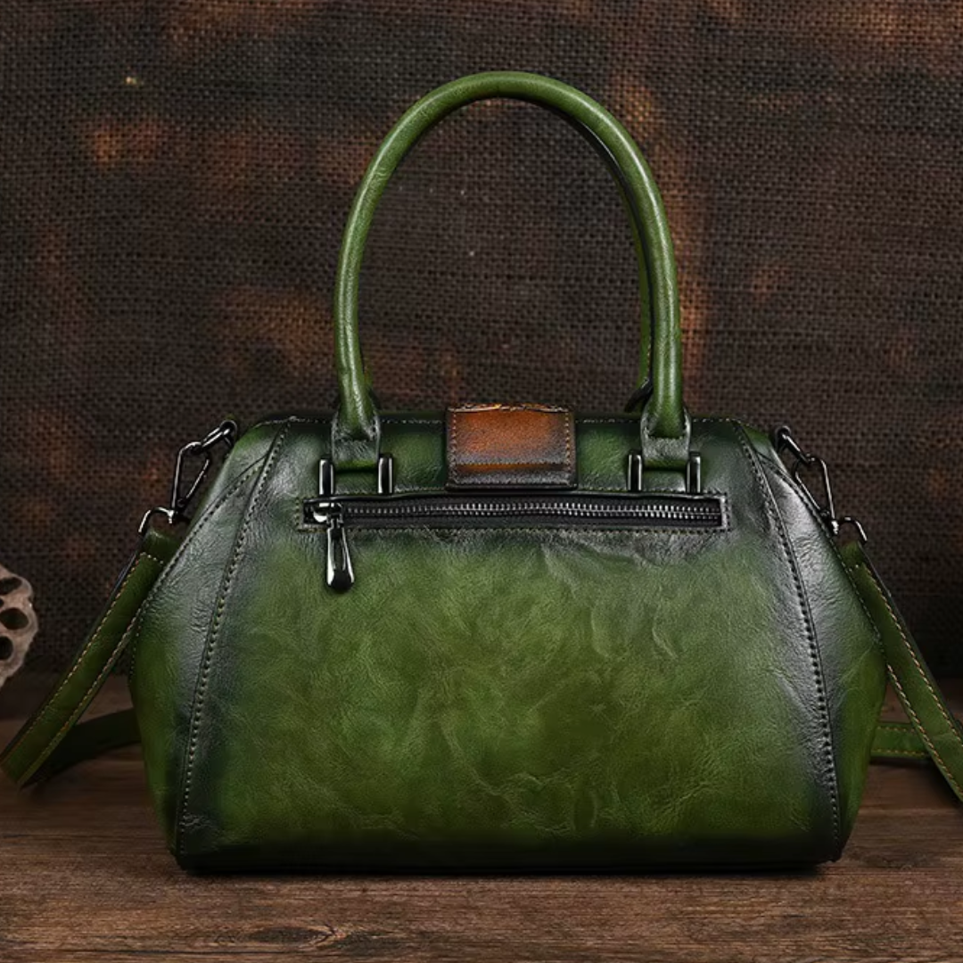 Florina - Gegravierte Lederhandtasche mit Blumenmuster