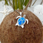 Ketting met zeeschildpad van blauwe opaal