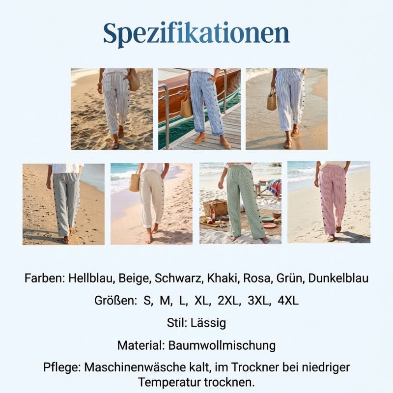 Bequeme blau gestreifte Hose mit Seitentaschen