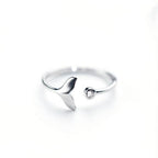 Ring van 925 sterling zilver met dolfijnenstaart en verstelbare zirkonia
