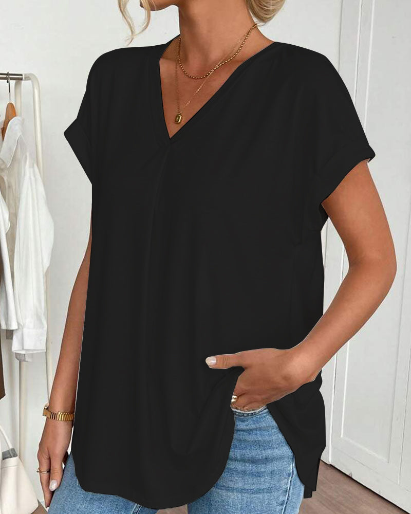T-Shirt kurzärmelig einfarbig Patchwork