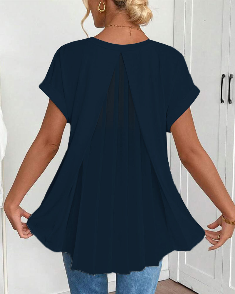 T-Shirt kurzärmelig einfarbig Patchwork