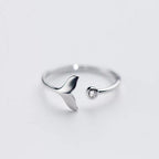 Ring van 925 sterling zilver met dolfijnenstaart en verstelbare zirkonia