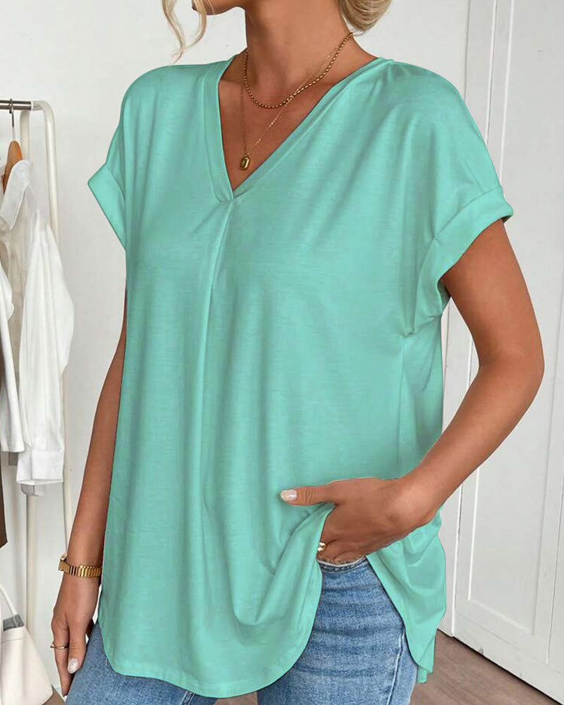 T-Shirt kurzärmelig einfarbig Patchwork