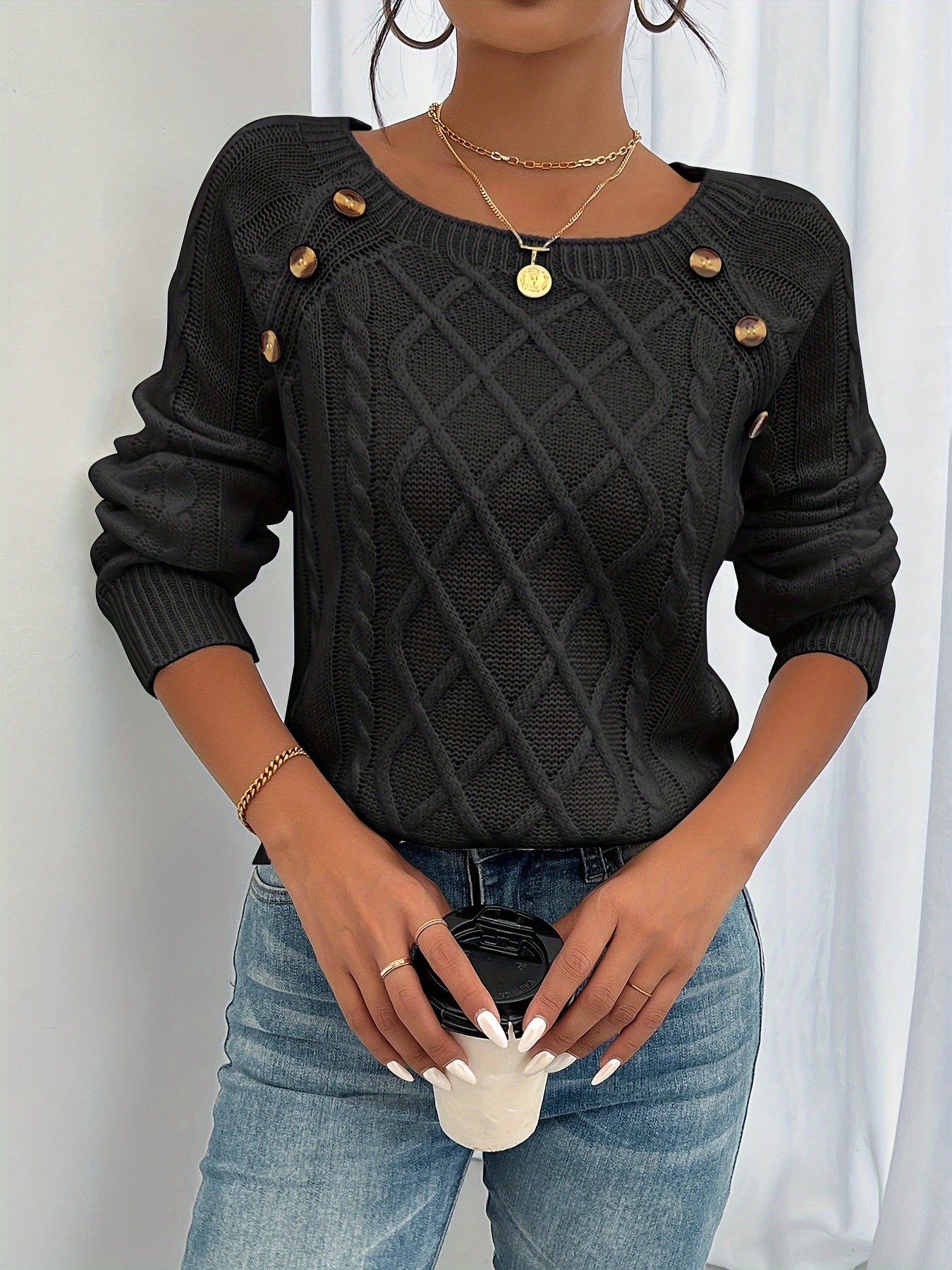 Bella – Zopfmuster-Strickpullover