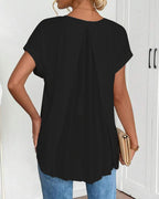 T-Shirt kurzärmelig einfarbig Patchwork