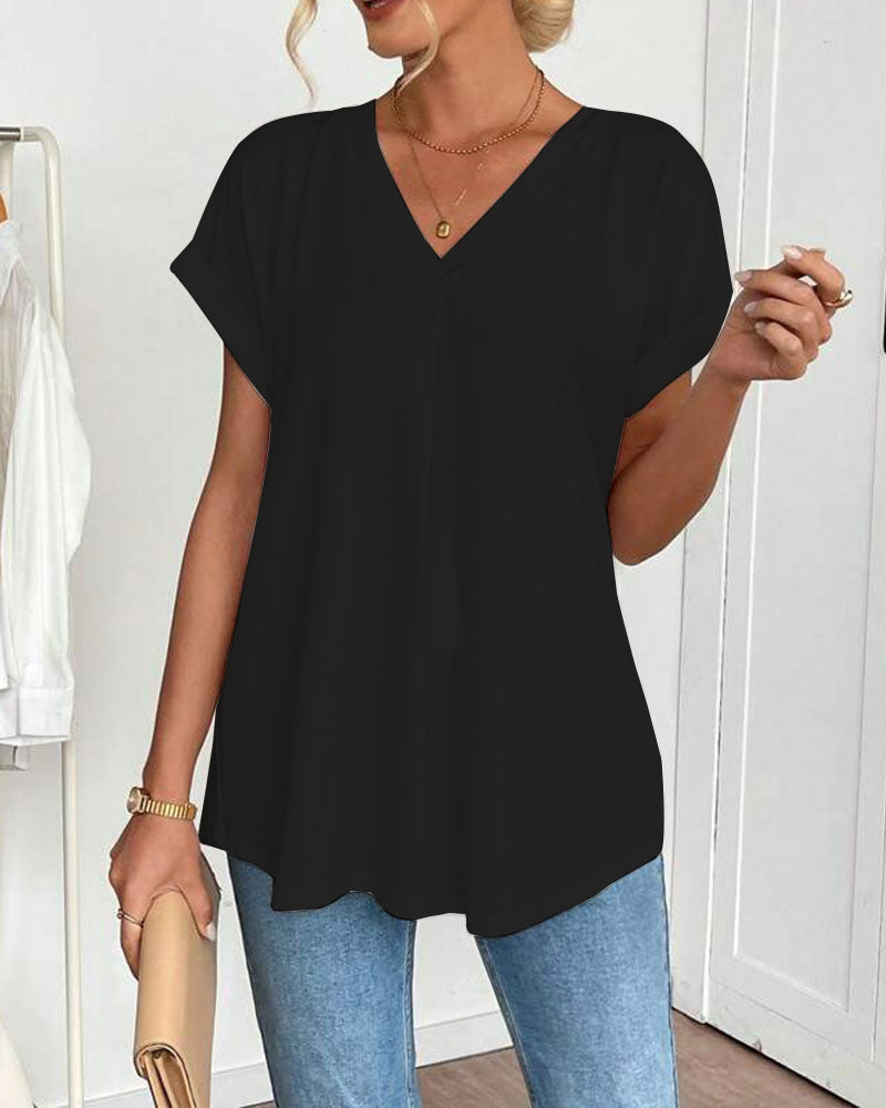 T-Shirt kurzärmelig einfarbig Patchwork