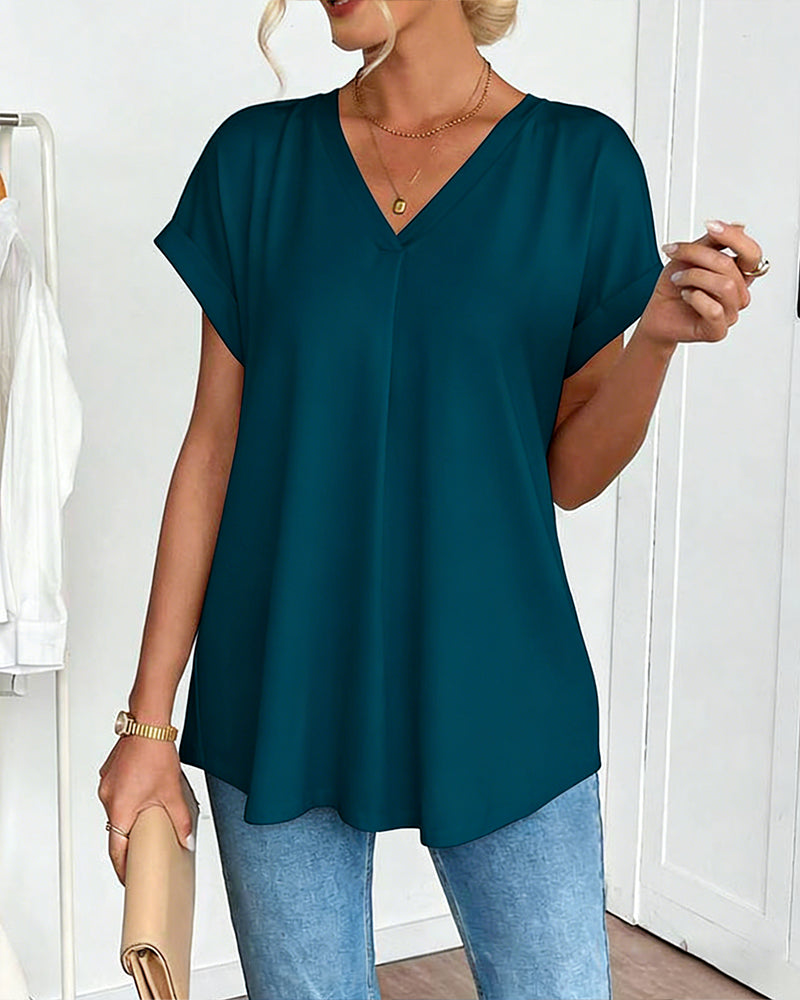 T-Shirt kurzärmelig einfarbig Patchwork