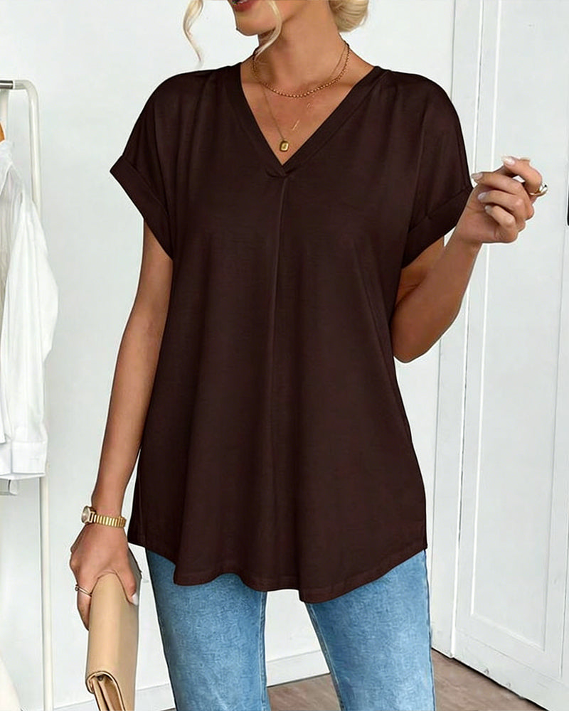 T-Shirt kurzärmelig einfarbig Patchwork