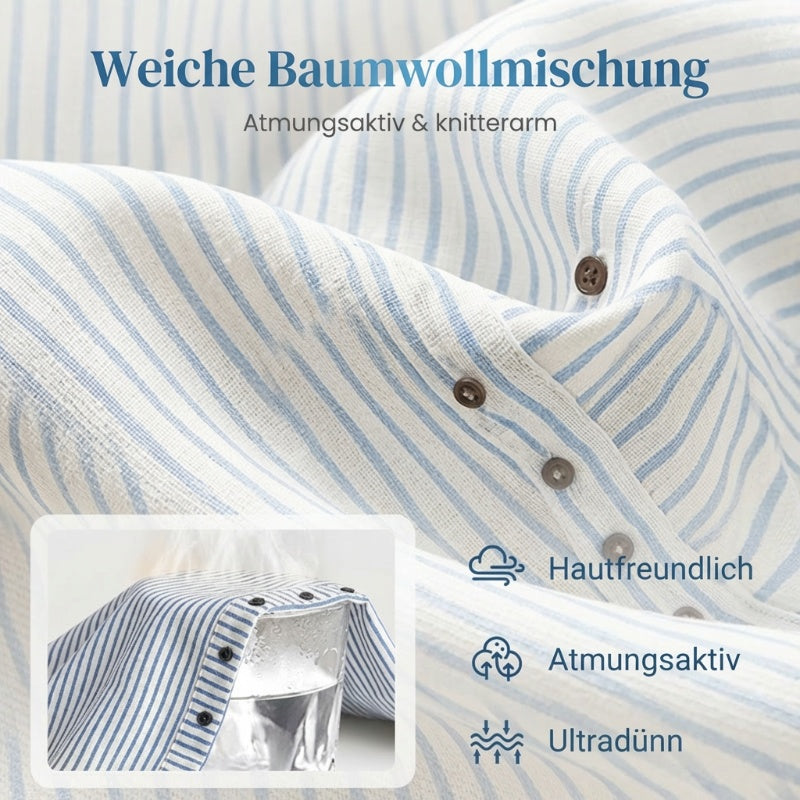 Bequeme blau gestreifte Hose mit Seitentaschen