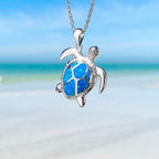 Ketting met zeeschildpad van blauwe opaal