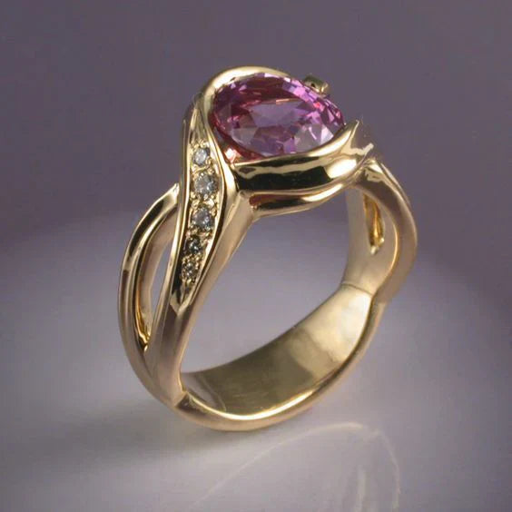 Vintage Granaat Kristal Zirkonia Gouden Ring