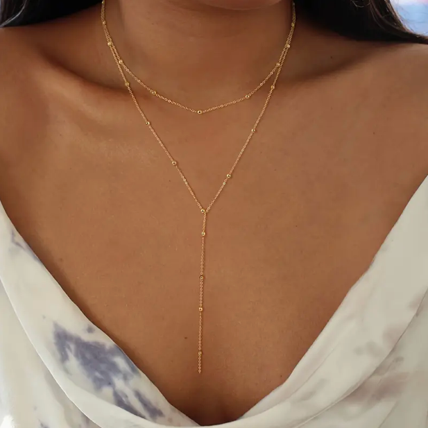 Geometrische kwastkralen dubbellaagse ketting