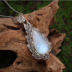 Maansteen ketting in vintage zetting