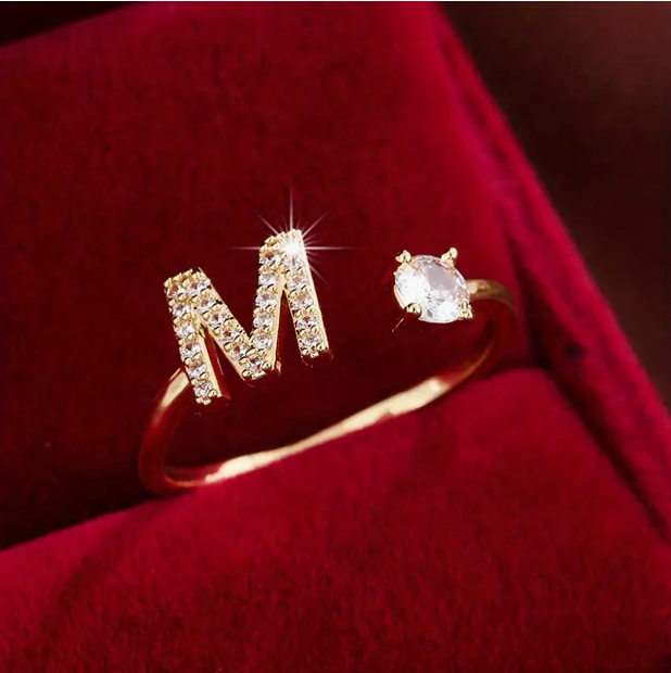 Elegante Letter Ring met Diamanten in Goud en Zilver