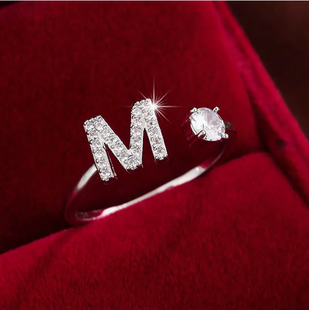 Elegante Letter Ring met Diamanten in Goud en Zilver