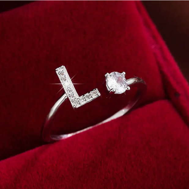 Elegante Letter Ring met Diamanten in Goud en Zilver