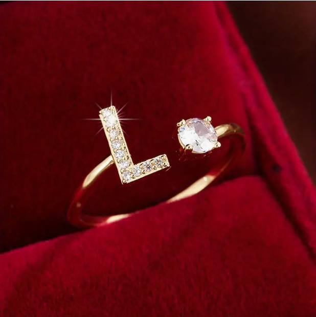 Elegante Letter Ring met Diamanten in Goud en Zilver