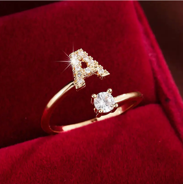 Elegante Letter Ring met Diamanten in Goud en Zilver