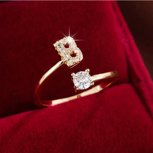 Elegante Letter Ring met Diamanten in Goud en Zilver