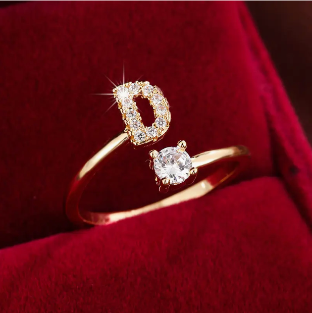 Elegante Letter Ring met Diamanten in Goud en Zilver