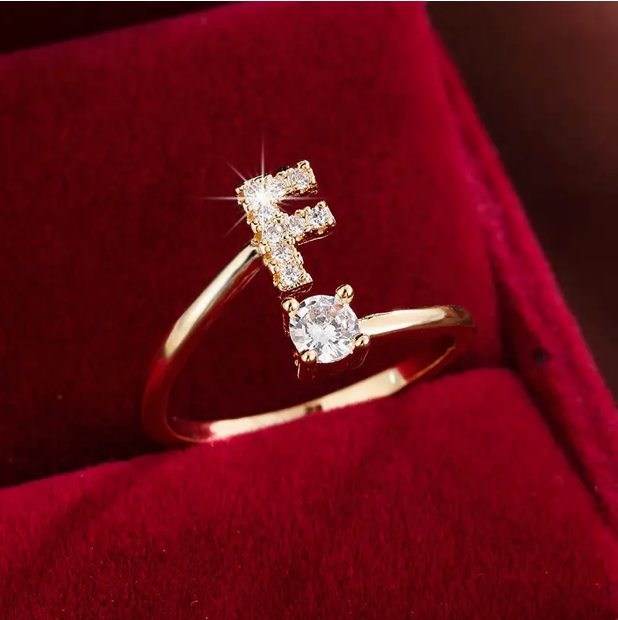 Elegante Letter Ring met Diamanten in Goud en Zilver