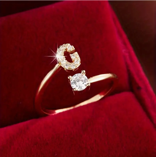 Elegante Letter Ring met Diamanten in Goud en Zilver