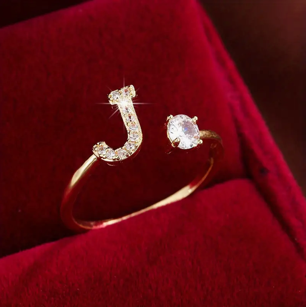 Elegante Letter Ring met Diamanten in Goud en Zilver