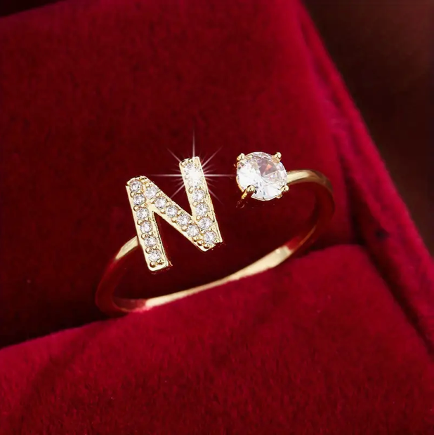 Elegante Letter Ring met Diamanten in Goud en Zilver