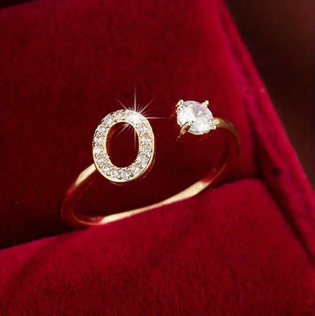 Elegante Letter Ring met Diamanten in Goud en Zilver