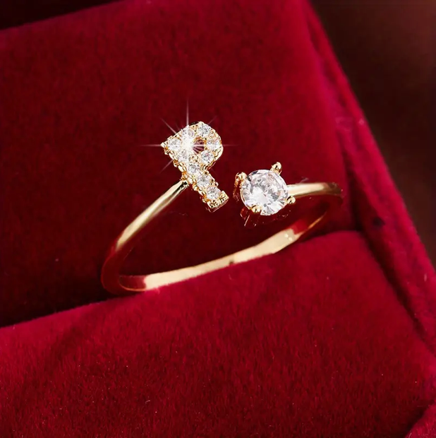 Elegante Letter Ring met Diamanten in Goud en Zilver