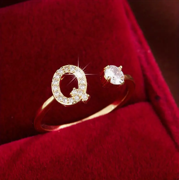 Elegante Letter Ring met Diamanten in Goud en Zilver