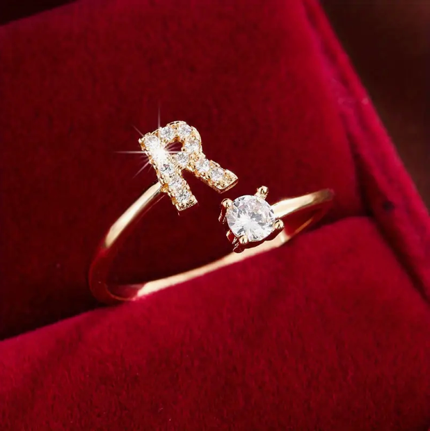 Elegante Letter Ring met Diamanten in Goud en Zilver