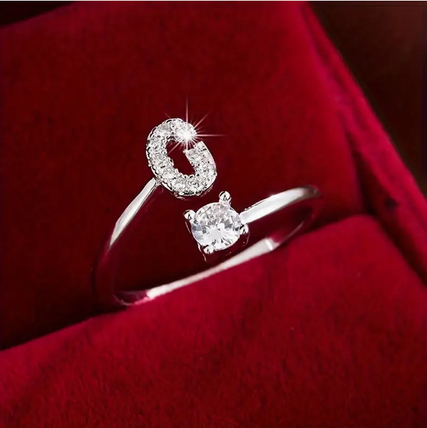 Elegante Letter Ring met Diamanten in Goud en Zilver