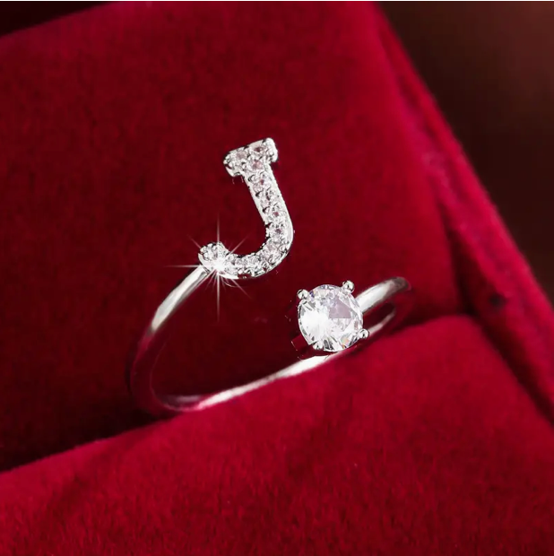 Elegante Letter Ring met Diamanten in Goud en Zilver