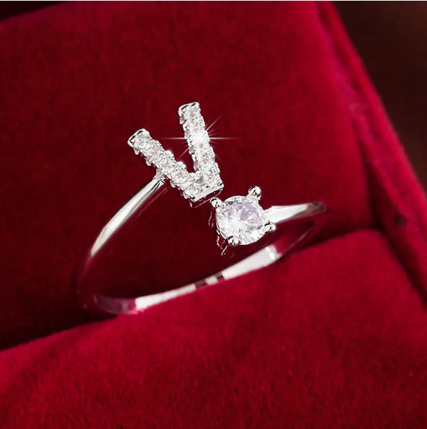 Elegante Letter Ring met Diamanten in Goud en Zilver