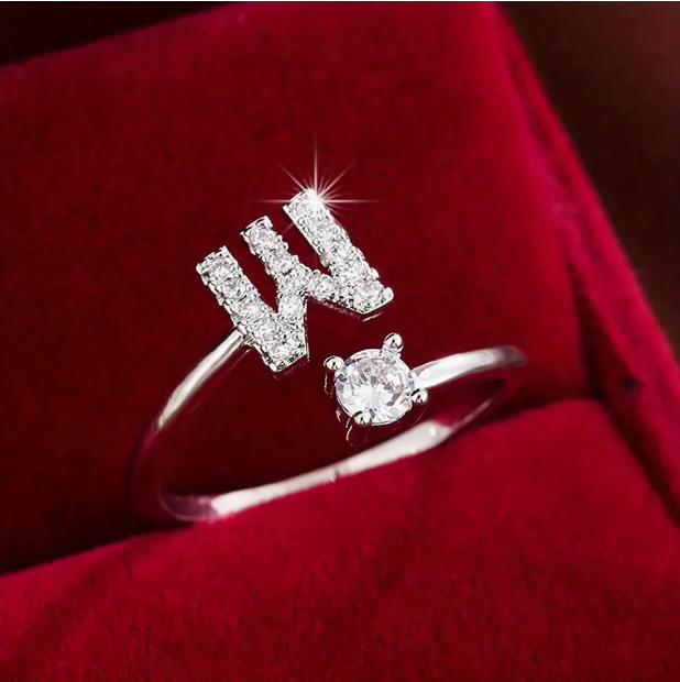 Elegante Letter Ring met Diamanten in Goud en Zilver
