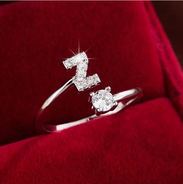 Elegante Letter Ring met Diamanten in Goud en Zilver