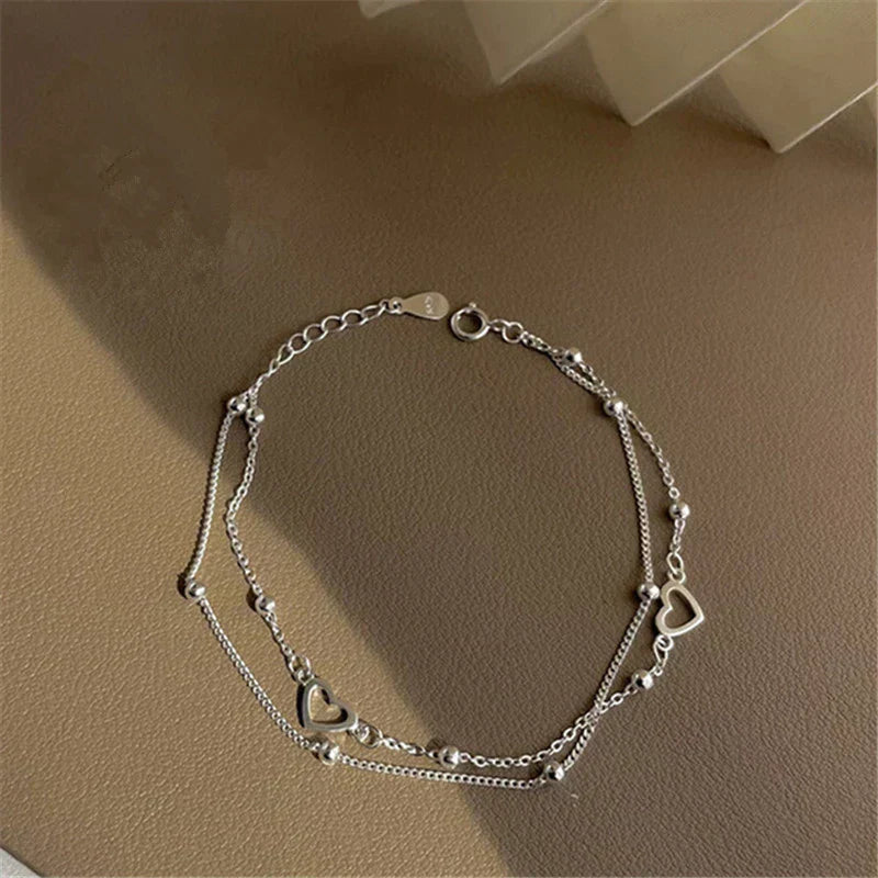 Verstellbares Herz-Armband aus Silber