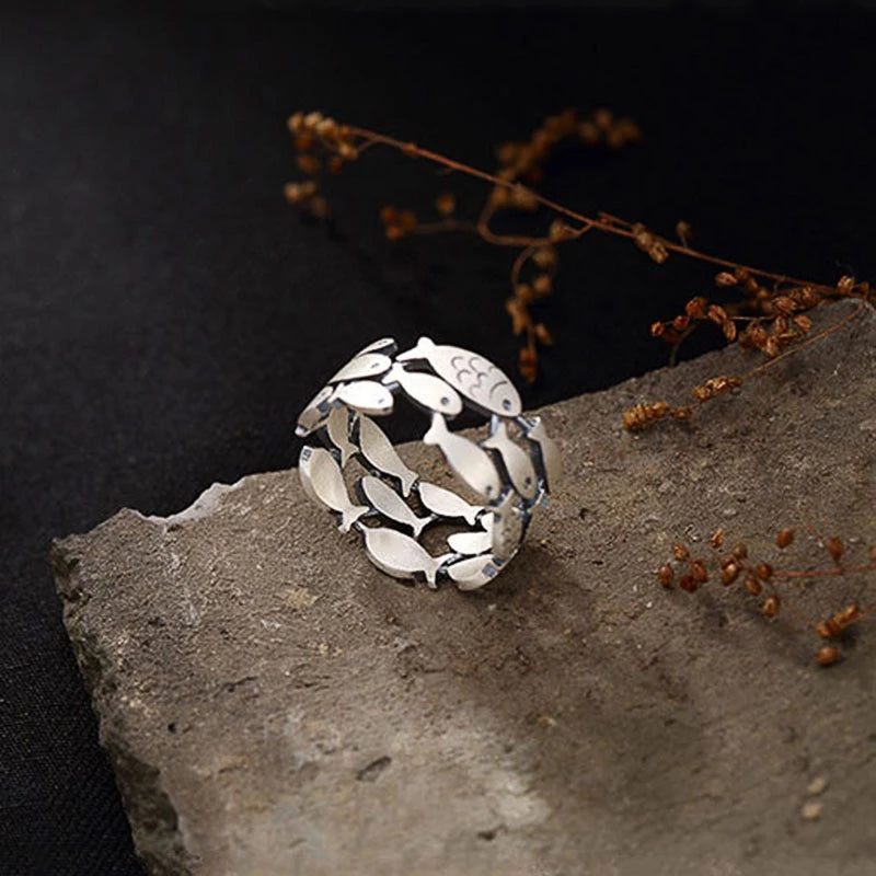 Ring vis van zilver