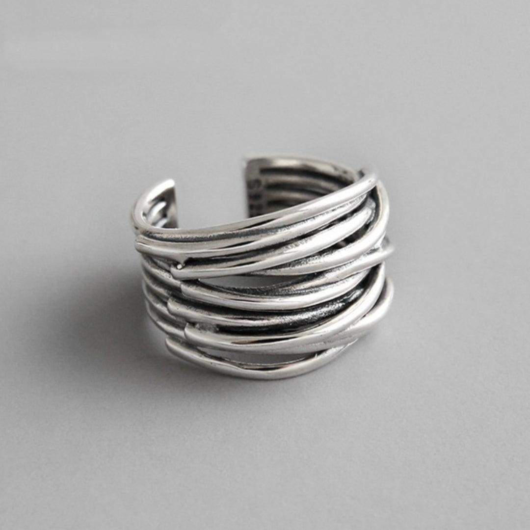 925 Sterling Zilver Verstelbare Gelaagde Ring