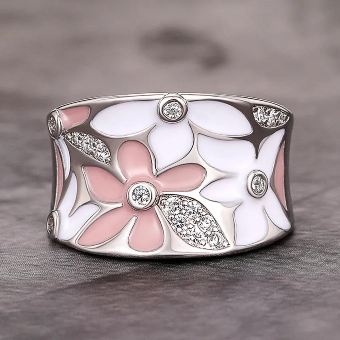 Vintage handgeschilderde kristallen ring