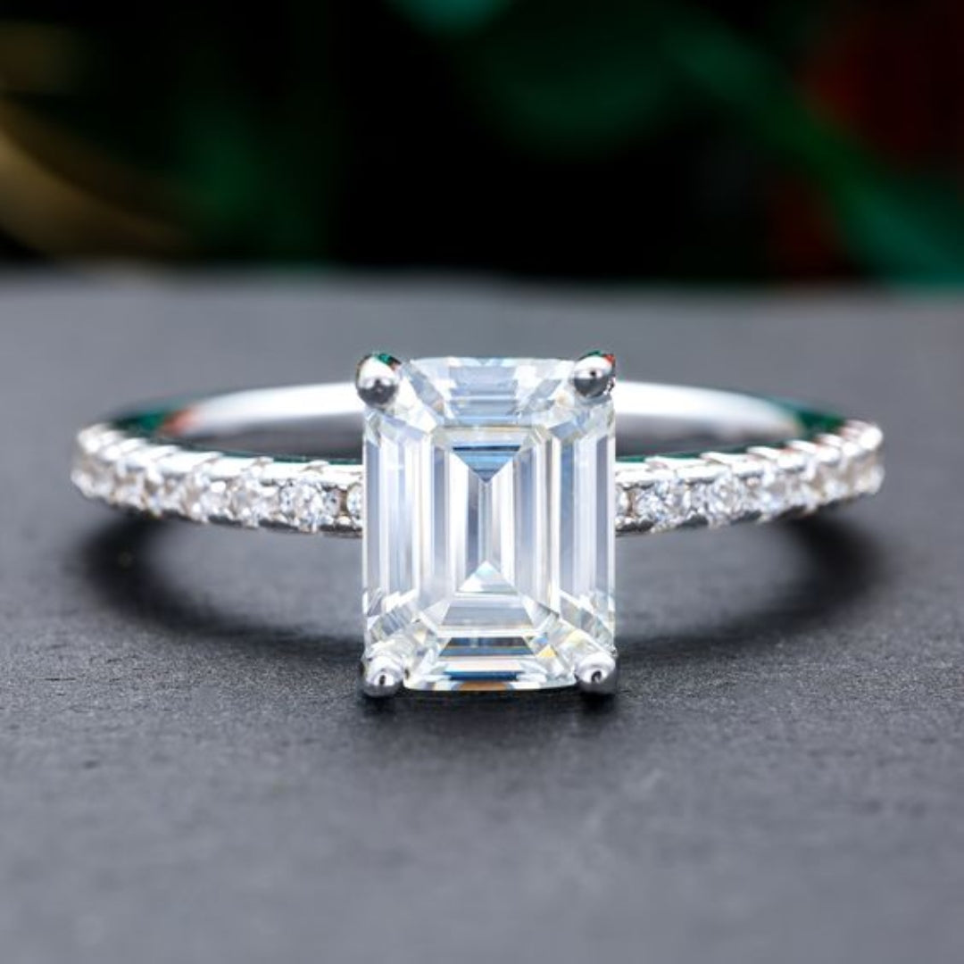 Vintage wit kristallen zilveren zirkonia ring