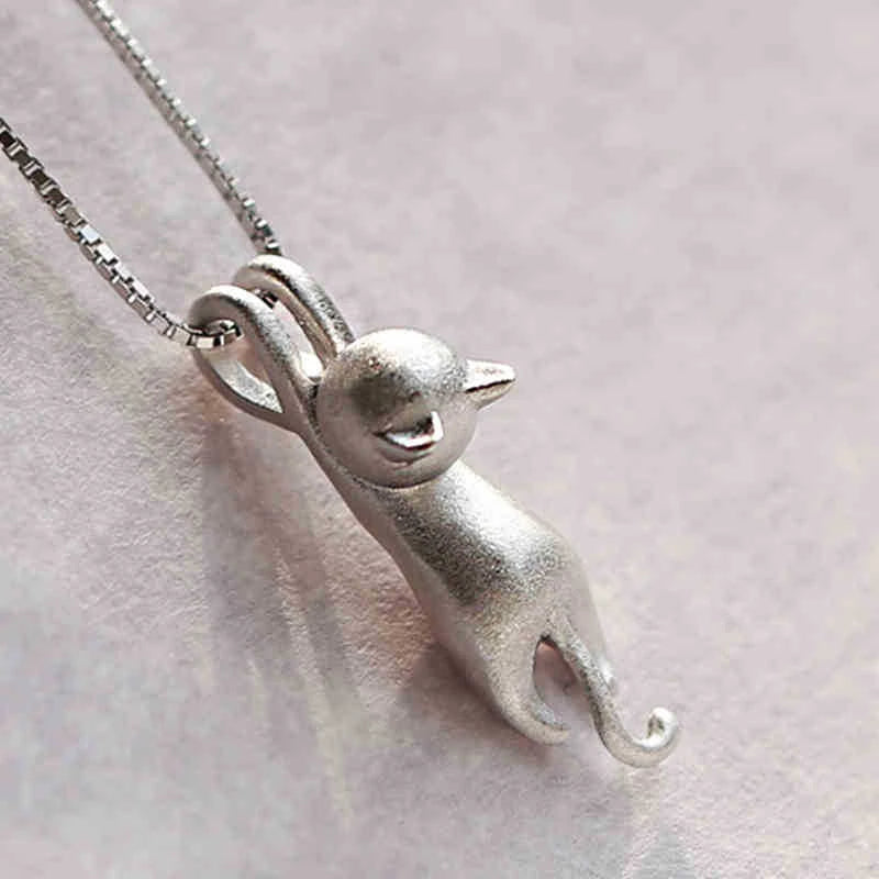925 Sterling Zilver Speelse Kitty Halsketting