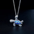 Ketting met zeeschildpad van blauwe opaal