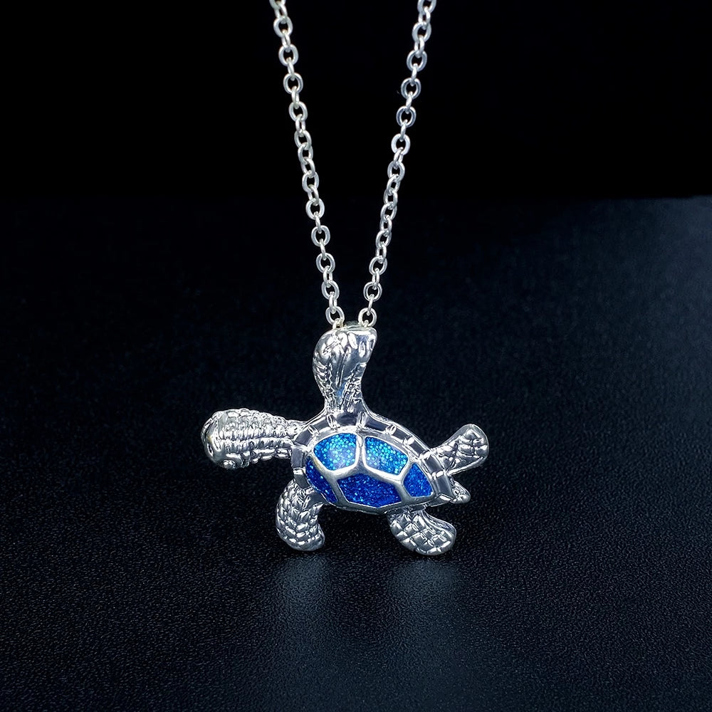 Ketting met zeeschildpad van blauwe opaal