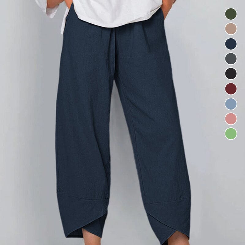 Vintage-Hose mit asymmetrischem Gummibund und Taschen – Einzigartiges Design, bequeme Passform und funktionaler Stil🌸