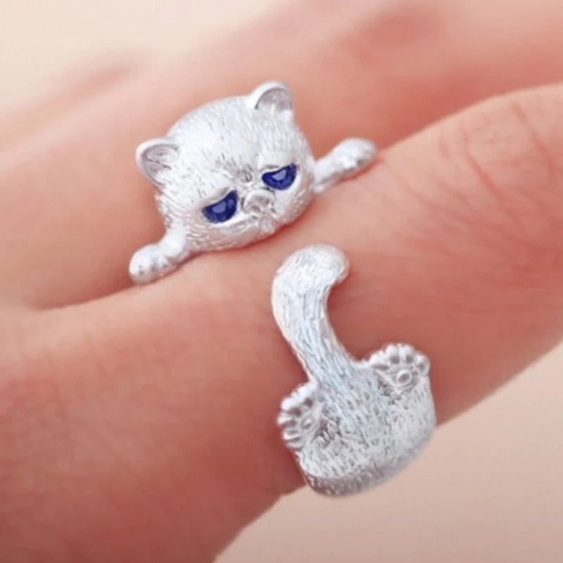 925 Sterling Zilver Verstelbare Kitty Ring