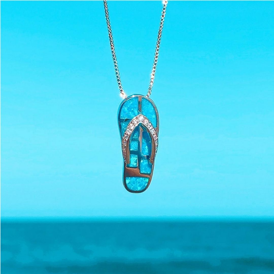 Opalen zilveren teenslipperketting