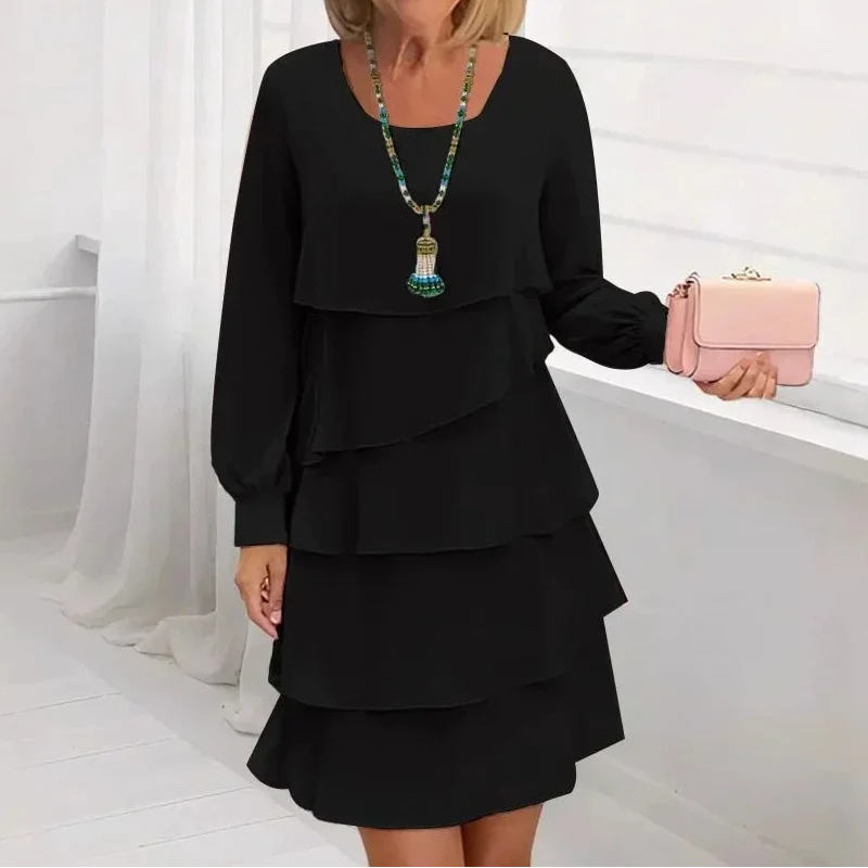 Margaret™ - Elegantes Komfort-Rüschendress mit langen Ärmeln